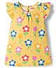 Babyhug Cotton Knit Half Sleeves Nighty With Floral Print - Yellow