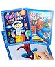 PLUSPOINT Magic Quick Dry Water Book Reusable Colouring Water Doodle Book self-Drying with Water Pen for Kids Drawing Practice Book for Toddlers, Return Gifts, Birthday Party (for Boys 2 Books)