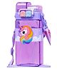 PLUSPOINT Unicorn Water Bottle for Kids with Carry Strap to Hang Double drinking Caps Sipper Bottle with Straw & Wide Mouth Leakproof, BPA Free Tritan Water Bottle for School Kids 520ml (Purple)
