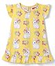 Babyhug Cotton Knit Half Sleeves Nighty With Rabbit Print - Yellow