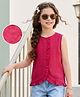 Kookie Kids Cotton Woven Sleeveless Checked Top - Dark Pink