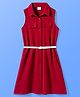 Hola Bonita Knit Sleeveless Solid Textured Fabric Dress with Belt - Maroon