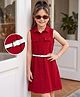 Hola Bonita Knit Sleeveless Solid Textured Fabric Dress with Belt - Maroon