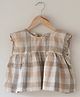 Love the World Today Cotton Woven Sleeveless Checked Top - Beige