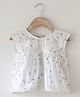 Love the World Today Cotton Woven Sleeveless Floral Printed Top - White