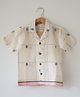 Love the World Today Cotton Woven Half Sleeves Floral Embroidered Checked Shirt - Off White