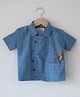 Love the World Today Cotton Woven Half Sleeves Checked Shirt - Blue
