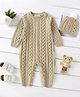 Mark & Mia Winter Wear Romper With Cable Knit Texture & Cap - Khaki