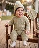Mark & Mia Winter Wear Romper With Cable Knit Texture & Cap - Khaki