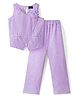 Hola Bonita Knit Sleeveless Glitter Overlapping Floral Applique Top & Pant Set - Lilac