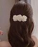 Ziory Floral Applique Detailed Alligator Hair Clip - Off White