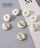 Ziory Set Of 8 Floral Applique Detailed Alligator Clips - Off White