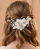 Ziory Floral Applique Detailed Pearl Embellished Alligator Hair Clip - Off White