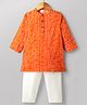 Babyhug 100% Cotton Cambric Woven Full Sleeves Bandhani Printed Kurta & Pyjama Set - Orange