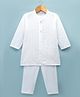 Babyhug Cambric Woven Full Sleeves Hakkoba Kurta Pyjama Set - White