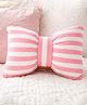 Peach Cuddle Cute Bow Satin Cushion (12x16 inch, Pink)