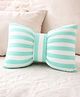 Peach Cuddle Cute Blue Bow Satin Cushion Blue