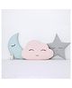 Peach Cuddle Cute Cloud Moon Star Cot Cushion (Pack of 3, 16X16 Inch, Velvet) Kids Cushion, Soft Toy, Soft Plush Pillow, Cot Cushion, Nursery Décor, Baby Cushion, Grey