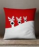 Peach Cuddle Cute Reindeer Christmas Cushion with 3D Nose & Eyes, 16x16 Inches, Red, 1 Piece