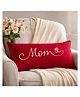 Peach Cuddle Velvet Embroidered Mom Cushion (Red, 12x18 inches)