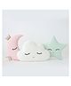 Peach Cuddle Cute Cloud Moon Star Cot Cushion with Crown (Pack of 3, 16x16 inch, Velvet) Kids Cushion, Soft Toy, Soft Plush Pillow, Nursery décor, Baby Pillow