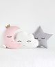 Peach Cuddle Cute Cloud Moon Star Cot Cushion (Pack of 3, 16x16 inch, Velvet) Kids Cushion, Soft Toy, Soft Plush Pillow, cot Cushion, Nursery Decor, Baby Cushion, Pink & Grey