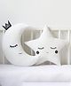 Peach Cuddle Cute Moon Star Cot Cushion (Pack of 2, 16X16 Inch, Velvet) Kids Cushion, Soft Toy, Soft Plush Pillow, Cot Cushion, Nursery Décor, Baby Cushion, White