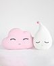 Peach Cuddle Cute Cloud & Rain Drop Crib Velvet Cushion Set for Babies (Pack of 2, 16x16 inch), White