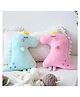Peach Cuddle Cute Dinosaur Shaped Velvet Fur Cushion for Kids Room, Living Room, Bedroom, Luxury Furnishing, Throw Pillow (16x16 inch, Pink & Blue) - Pack of 2