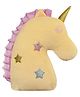 Peach Cuddle Unicorn Velvet Cushion Pillow for Kids (Yellow, 16x16 Inch)