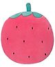 Peach Cuddle Strawberry Fruit Shaped Velvet Cushion for Kids Room, Living Room, Bedroom, Luxury Furnishing, Nursery Decor (16x16 inch, Pink)