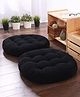 Peach Cuddle Round Velvet Floor Cushions Pillows for Living Room & Outdoor (Pack of 2, 50x50 cm, Black) Floor Cushions, Tatami Cushion, Patio Cushion, Balcony Cushion, Floor Seating