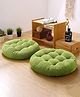 Peach Cuddle Round Velvet Floor Cushions Pillows for Living Room & Outdoor (Pack of 2, 50x50 cm, Olive Green) Tatami Cushion, Patio Cushion, Balcony Cushion, Floor Seating
