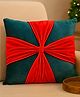 Peach Cuddle Christmas Bow Cushion (Pack of 1, 16x16 inch), Throw Pillow Cushion for Christmas, Christmas Decoration, Christmas Gift, Xmas Cushion