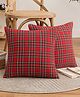 Peach Cuddle Scottish Tartan Christmas Cushion for Living Room Sofa (Pack of 2, 16x16 inch) Christmas Theme Cushion, Sofa Cushion, Christmas Decor, Xmas Gift.