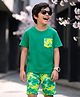 Pine Kids Cotton Knit Half Sleeves Camouflage Printed T-Shirt & Shorts Night Suit - Green