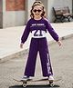 OLLINGTON ST. Cotton Knit Full Sleeves Top With Inner Tee & Culottes Set - Purple & White