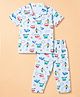 Teddy Sinker Knit Half sleeves Shirt & Pyjama Co-Ord Set with Vehicle Print - Blue
