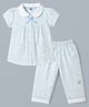 Teddy Sinker Knit Half Sleeves Bunny Printed Co-Ords Top & Pyjama Night Suit Set - Light Blue