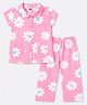 Teddy Sinker Knit Half Sleeves Floral Printed Co-Ords Shirts & Pyjama Night Suit - Pink