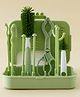 6-in-1 Cleaning Combo Sets - Green| Drying Rack with Bottle Nipple & Straw Cleaning Brush in Carry Case| Bottle Tong & Spray Container|BPA Free| Portable & Travel  Friendly