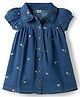 Babyhug Cotton Woven One Piece Dresses / Frocks with Peter Pan Collar and All Over Prints Navy Blue 2-3 Years