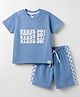 Teddy Sinker Knit Half Sleeves Text Printed T-Shirt & Shorts Set - Blue
