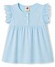 Zero Sinker Knit Half Sleeves Solid Frock - Light Blue