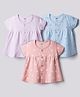 Zero Cotton Knit One Piece Dresses Half Sleeves All Over Prints Pack of 3 S Lilac 0-1 Month