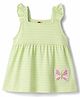 Zero Sinker Knit Sleeveless Striped & Butterfly Embroidered Frock - Yellow