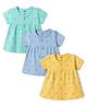 Zero Sinker Knit Half Sleeves Duck Printed Frocks Pack Of 3 - Multicolor