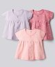 Zero Sinker Knit Half Sleeves Floral Printed Frocks Pack Of 3 - Lilac Rose Gold & Peach