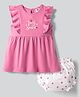 Zero Cotton Knit Frocks with Bloomer/Short Sleeveless M Pink 3-6 Months