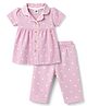 Zero Single Jersey Knit Half Sleeves Co-Ord Top & Pant With Polka Dots Print - Lilac